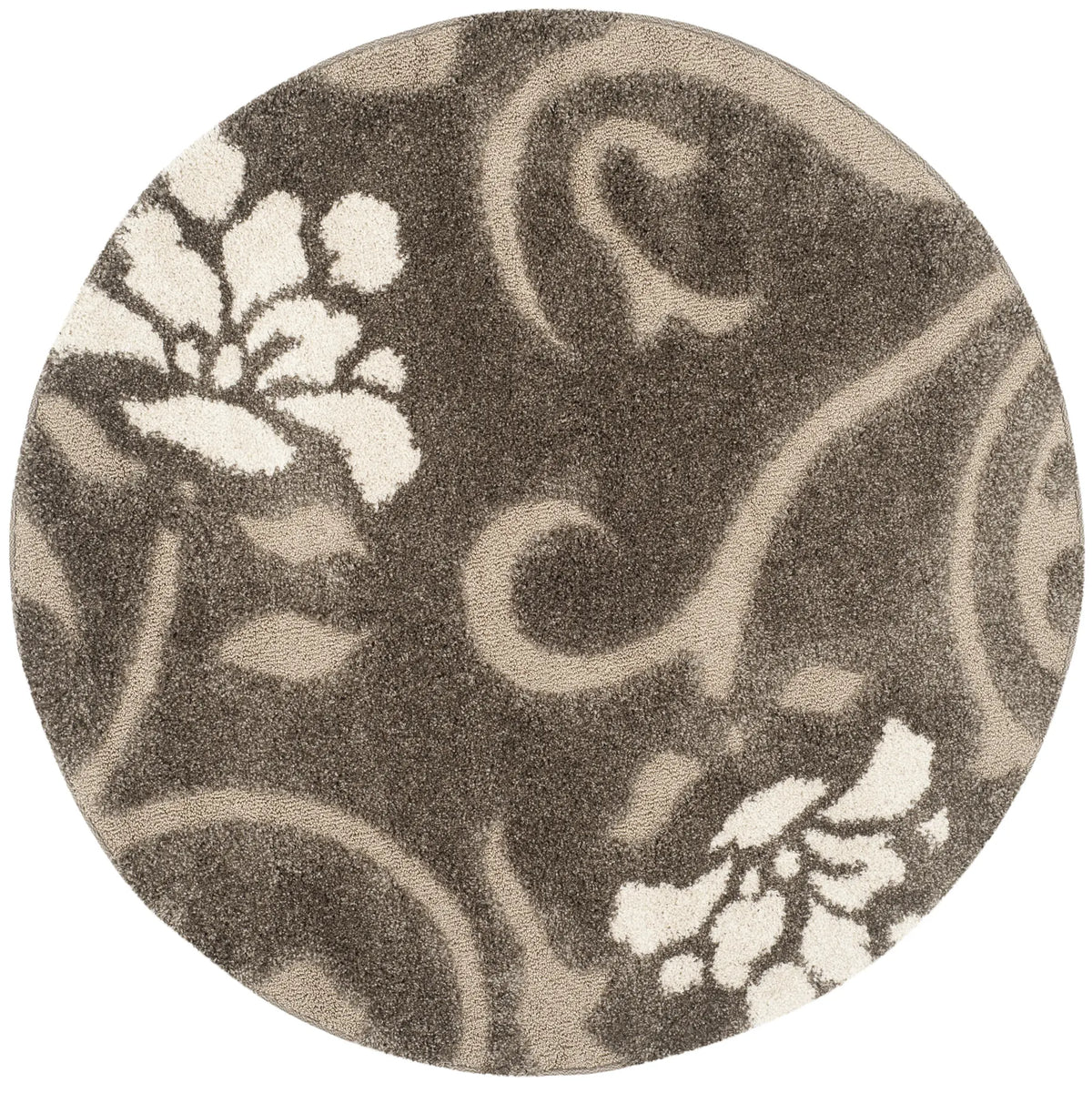 Safavieh Florida Shag 5'-0" x 5'-0" Rug in Smoke / Beige