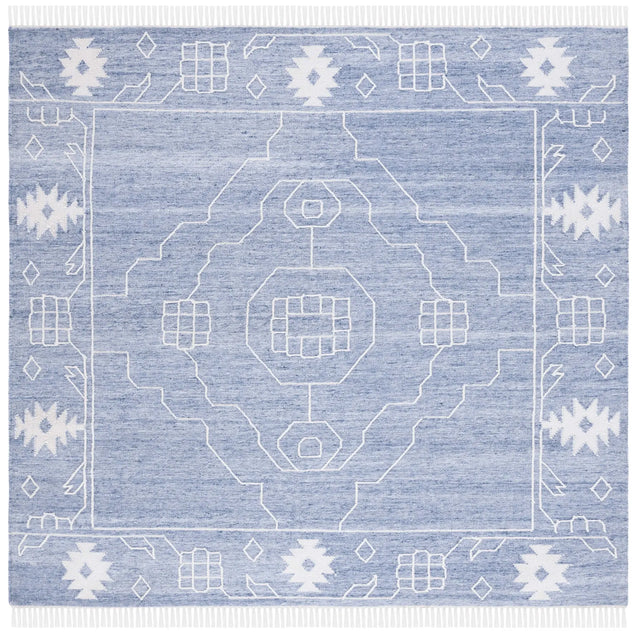Safavieh Kilim 7'-0" x 7'-0" Rug in Blue / Ivory