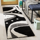 Safavieh Florida Shag 2'-3" x 8'-0" Rug in Black / Ivory