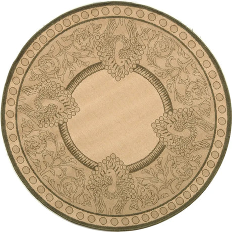 Safavieh Courtyard 5'-3" x 5'-3" Rug in Natural / Olive