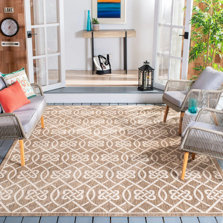 Safavieh Courtyard 6'-7" x 9'-6" Rug in Mocha / Light Beige