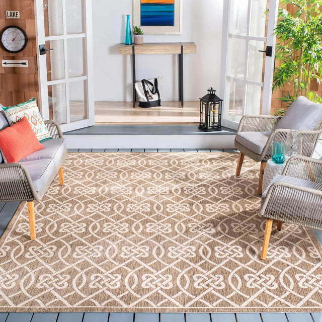Safavieh Courtyard 6'-7" x 9'-6" Rug in Mocha / Light Beige