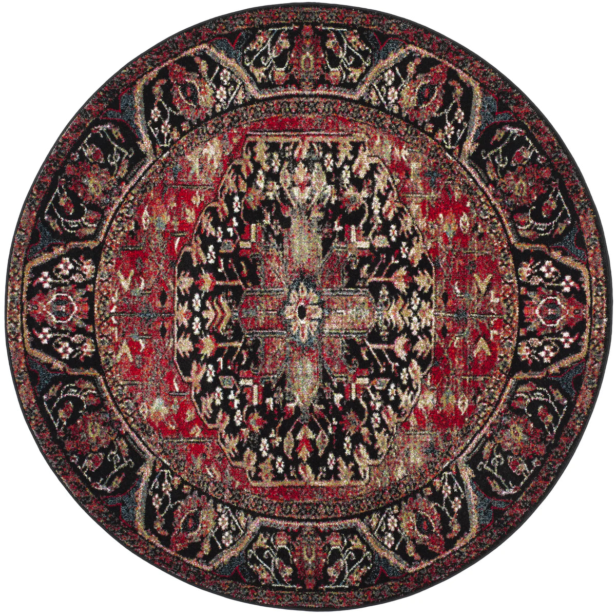Safavieh Vintage Hamadan 5'-3" x 5'-3" Rug in Red / Multi