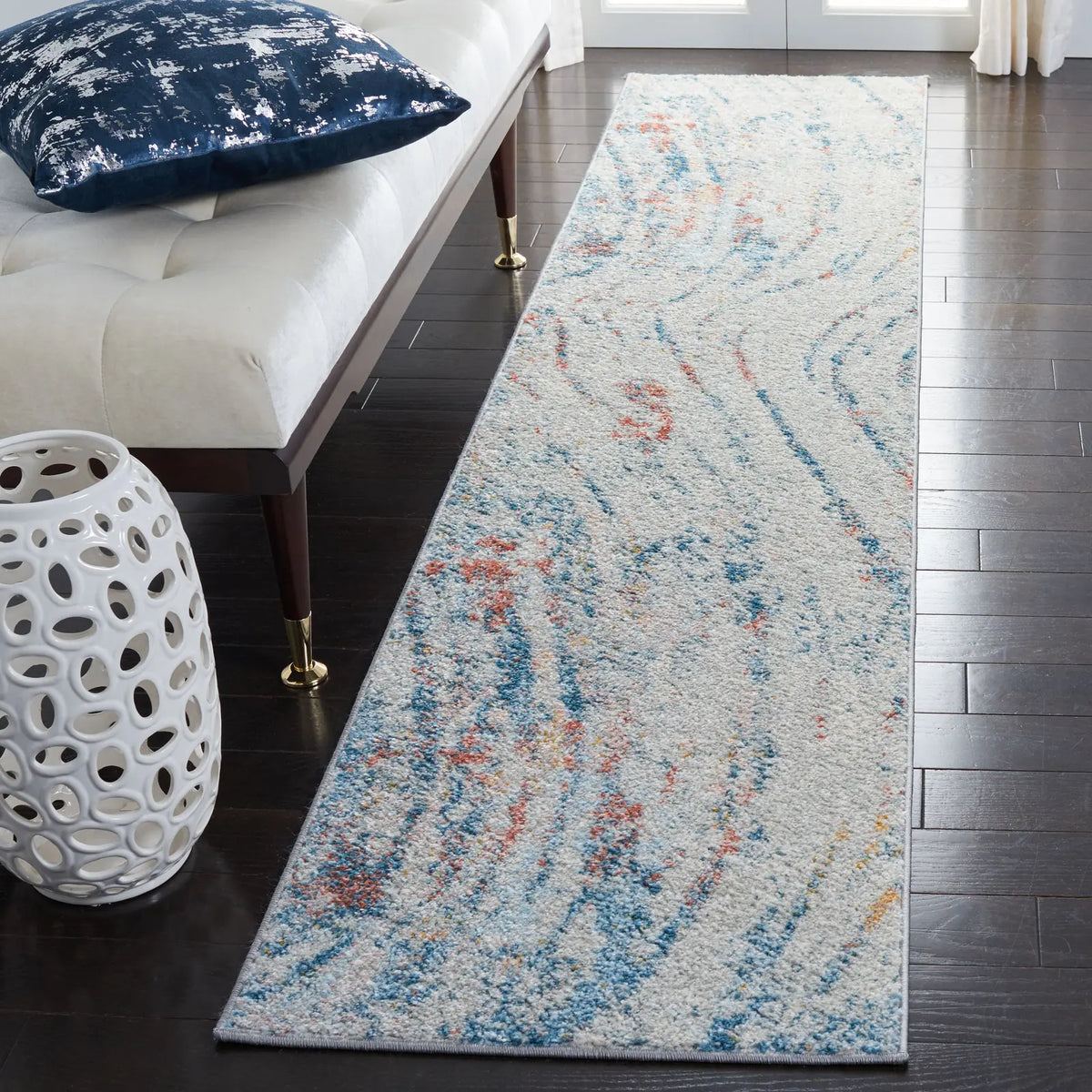 Safavieh Tulum 2'-0" x 9'-0" Rug in Ivory / Dark Blue
