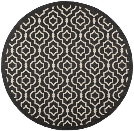 Safavieh Courtyard 7'-10" x 7'-10" Rug in Black / Beige