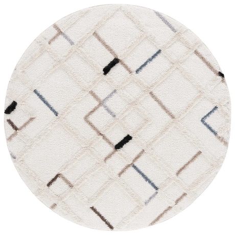 Safavieh Hi-Lo Shag 6'-7" x 6'-7" Rug in Light Beige / Beige