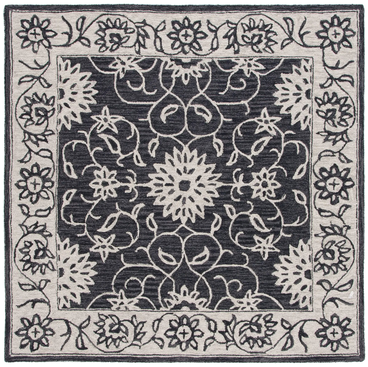 Safavieh Jardin 6'-0" x 6'-0" Rug in Black / Ivory