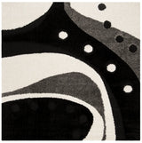 Safavieh Florida Shag 6'-7" x 6'-7" Rug in Black / Ivory