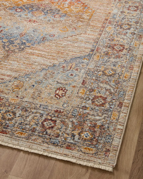 Loloi Sorrento Sor-06 Multi/Sunset Rug - angled corner on wood