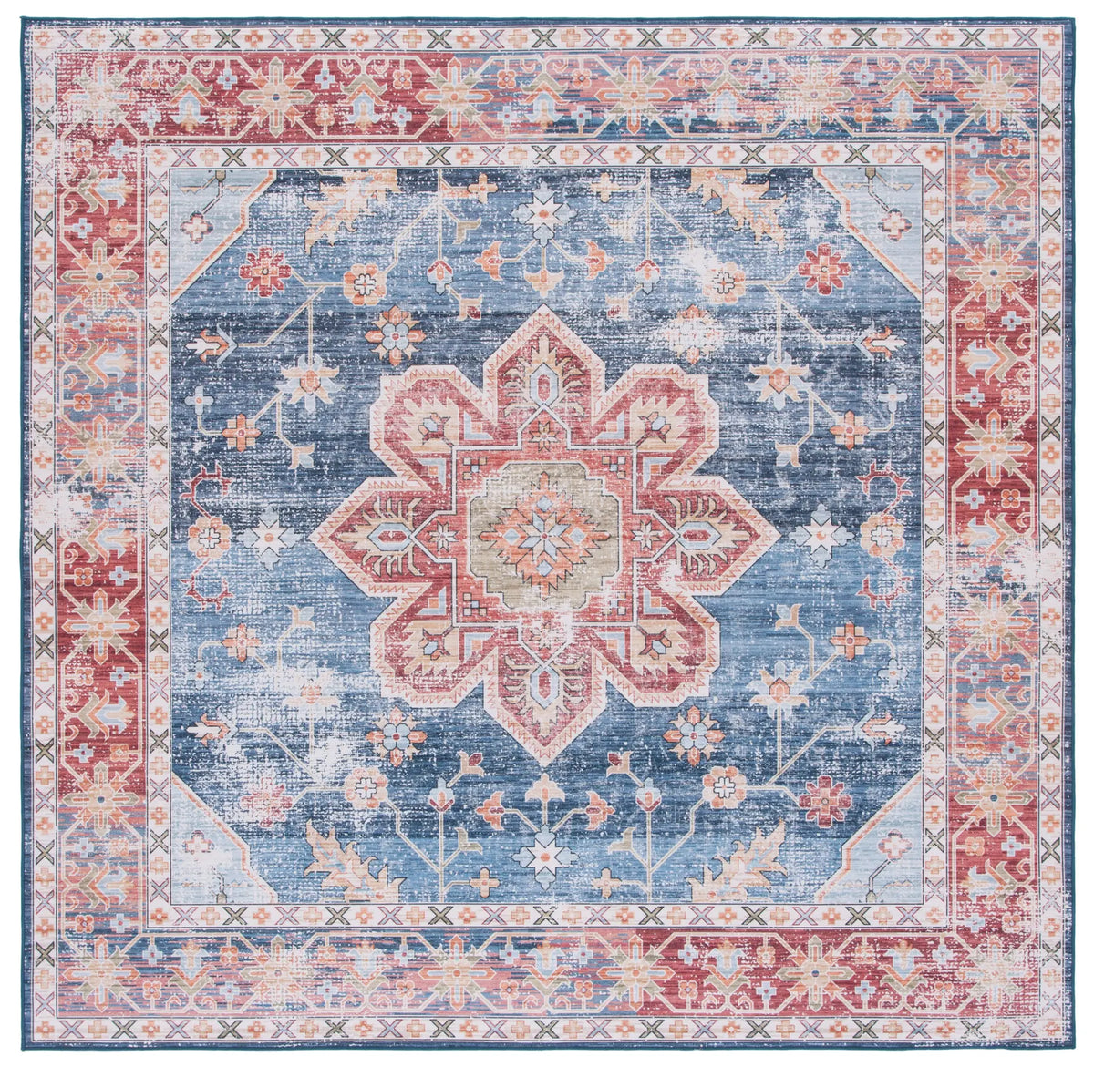 Safavieh Tucson 5'-0" x 5'-0" Rug in Blue / Rust