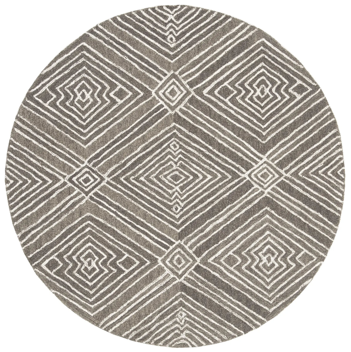 Safavieh Micro-Loop 5'-0" x 5'-0" Rug in Dark Grey / Ivory