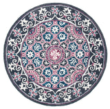 Safavieh Micro-Loop 5'-0" x 5'-0" Rug in Ivory / Pink