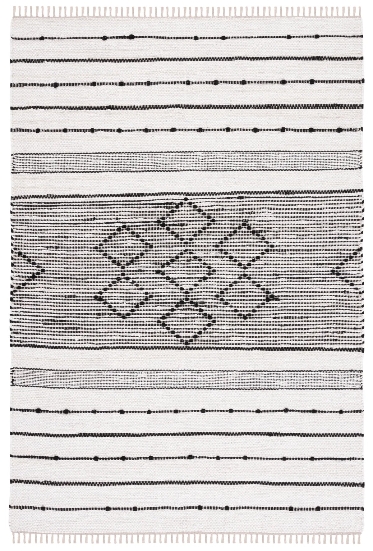 Safavieh Striped Kilim 4'-0" x 6'-0" Rug in Ivory / Black
