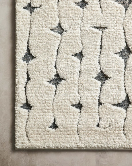 Loloi Hagen Hag-04 White/Navy Rugs - corner on wood