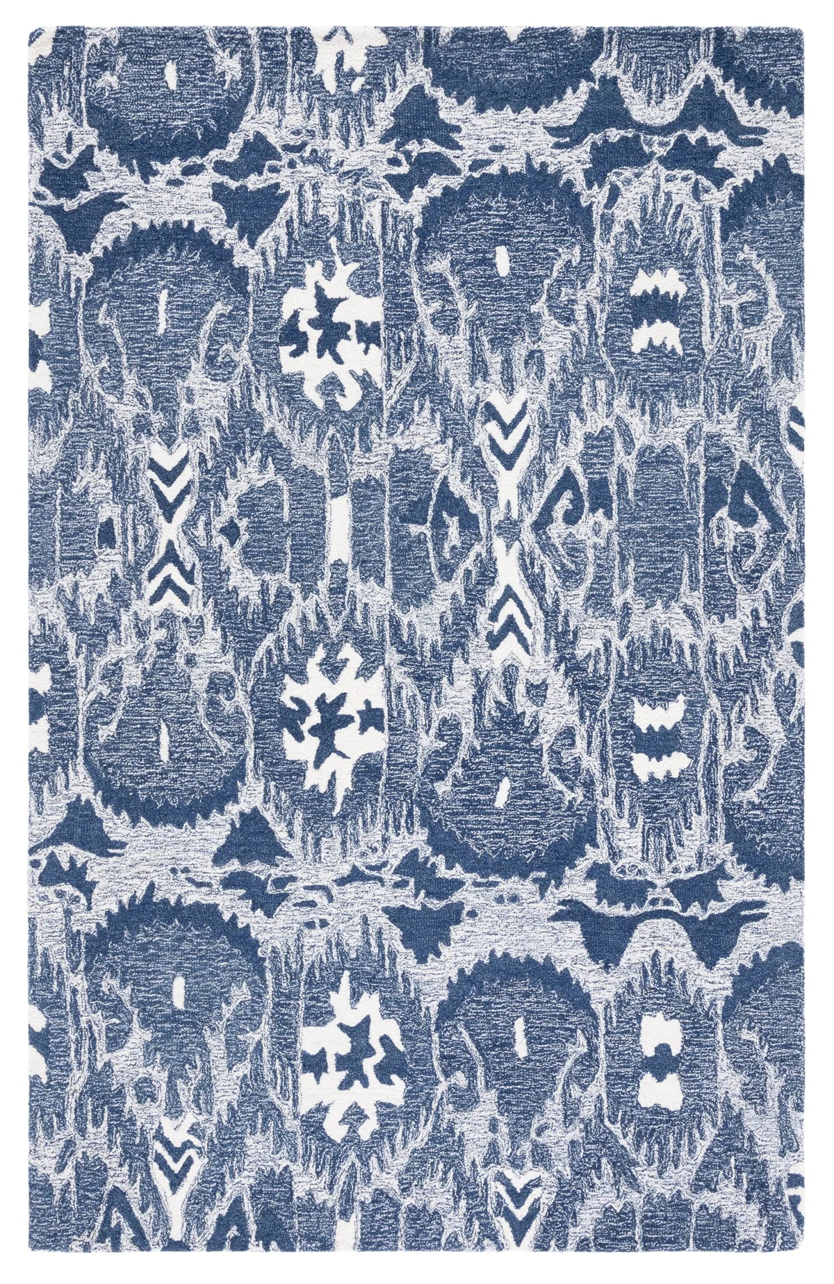 Safavieh Ikat 4'-0" x 6'-0" Rug in Blue / Ivory