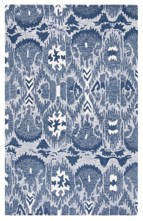 Safavieh Ikat 4'-0" x 6'-0" Rug in Blue / Ivory