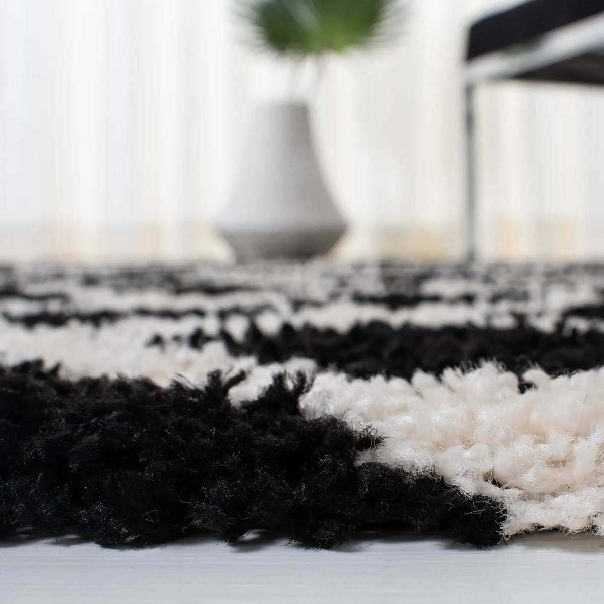 Safavieh Sgd-Dallas Shag 4'-0" x 6'-0" Rug in Black / Ivory