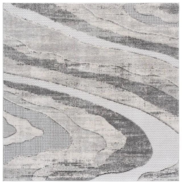 Safavieh Wave 6'-7" x 6'-7" Rug in Grey / Ivory