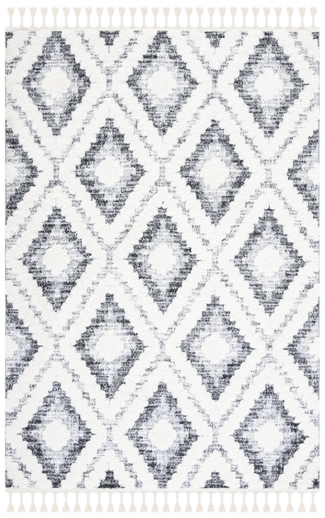 Safavieh Moroccan Tassel Shag 4'-0" x 6'-0" Rug in Ivory / Grey