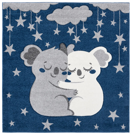 Safavieh Carousel Kids 100 5'-3" x 5'-3" Rug in Navy / Grey
