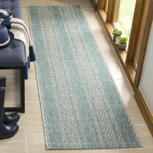 Safavieh Courtyard 2'-3" x 10'-0" Rug in Light Grey / Aqua