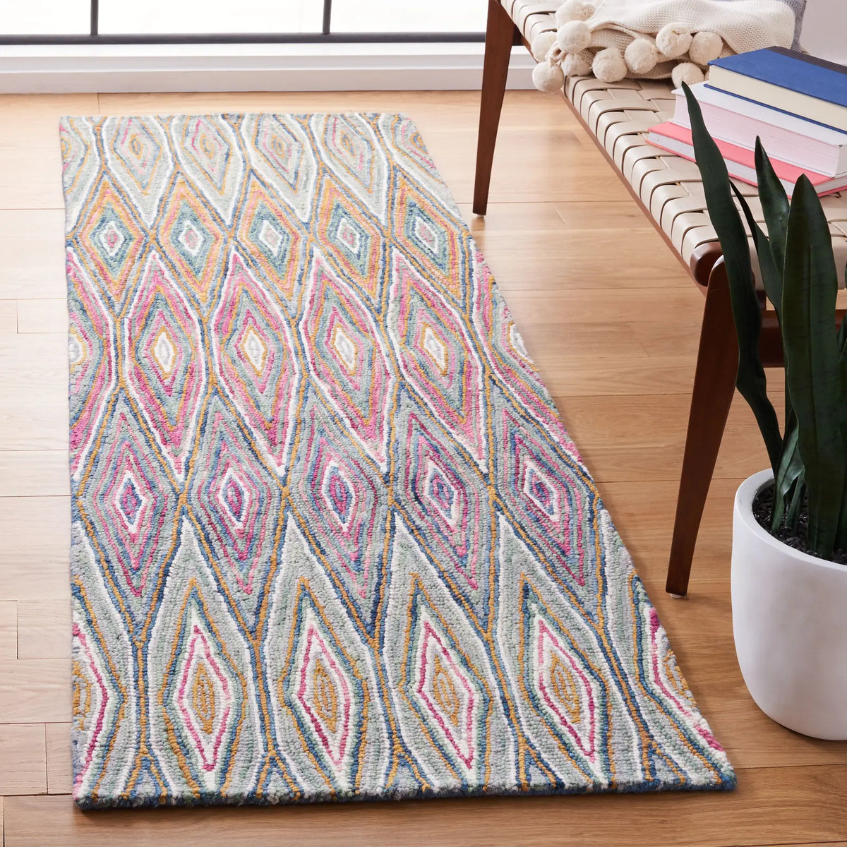 Safavieh Aspen 2'-3" x 11'-0" Rug in Blue / Pink