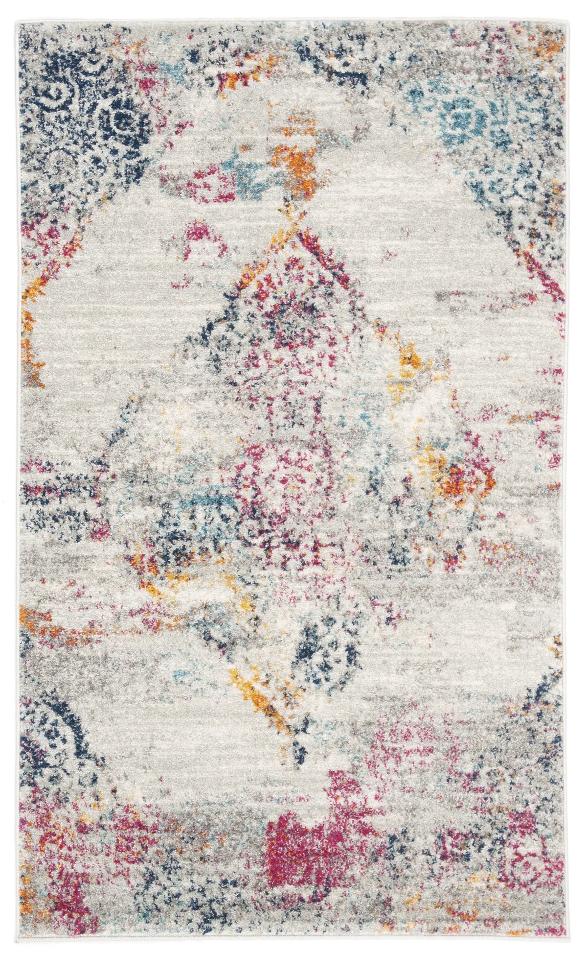 Safavieh Madison 3'-0" x 5'-0" Rug in Light Grey / Fuchsia