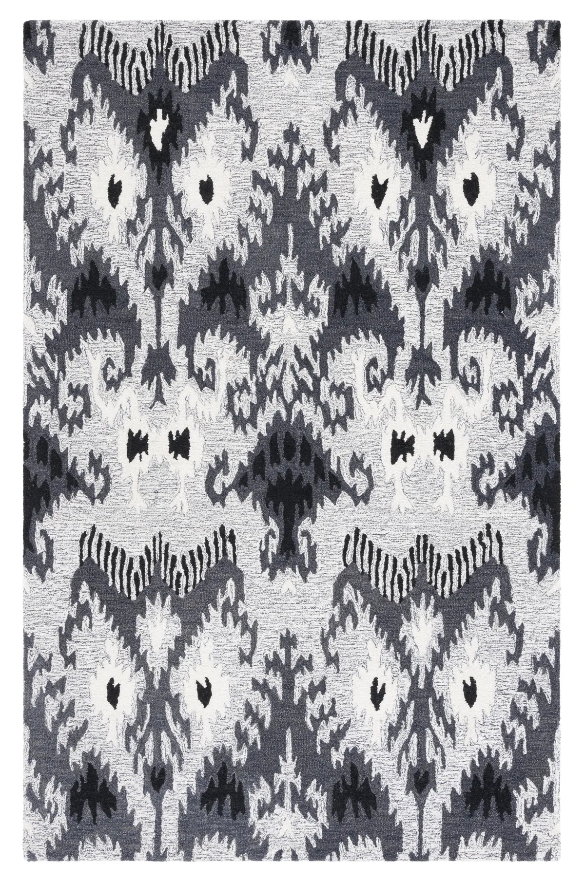 Safavieh Ikat 4'-0" x 6'-0" Rug in Grey / Black