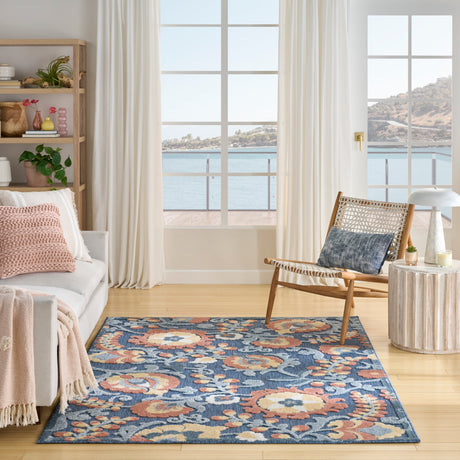 Nourison Aloha ALH17 Machine Made Blue, Rose Rug