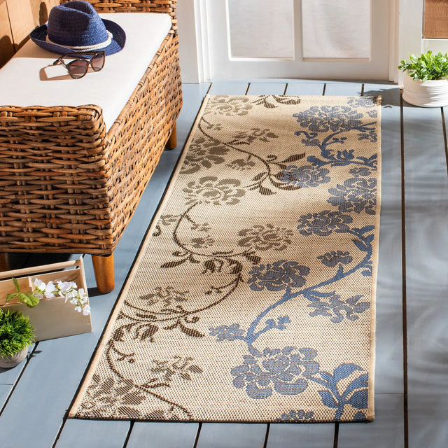 Safavieh Courtyard 2'-3" x 6'-7" Rug in Natural Brown / Blue