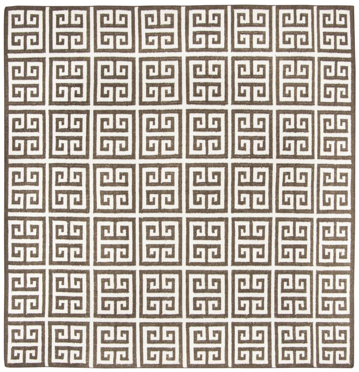 Safavieh Dhurries 7'-0" x 7'-0" Rug in Brown / Ivory