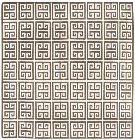 Safavieh Dhurries 7'-0" x 7'-0" Rug in Brown / Ivory