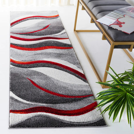 Safavieh Hollywood 2'-3" x 10'-0" Rug in Grey / Red