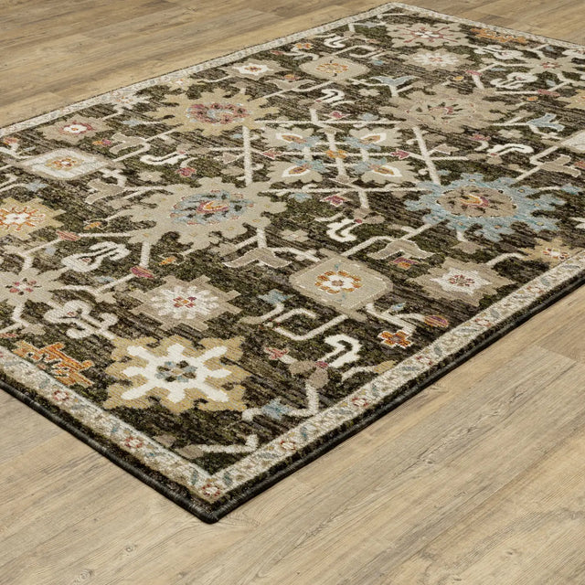 Oriental Weavers Sphinx Andorra 2396B Brown/ Multi Rug - angle detail