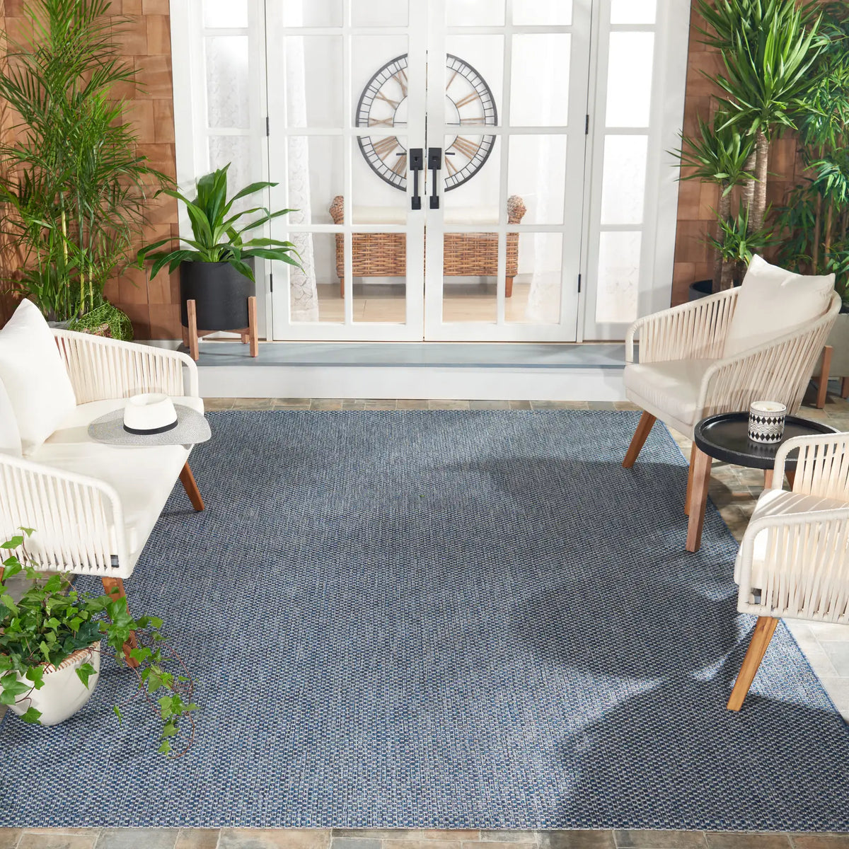 Safavieh Courtyard 10'-0" x 14'-0" Rug in Navy / Grey