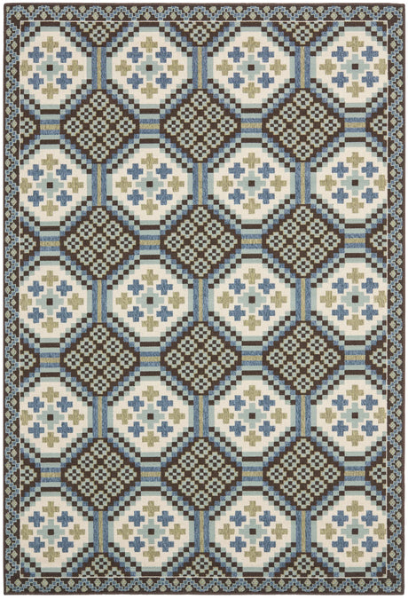 Safavieh Veranda 5'-3" x 7'-7" Rug in Blue / Chocolate