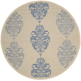 Safavieh Courtyard 6'-7" x 6'-7" Rug in Natural / Blue