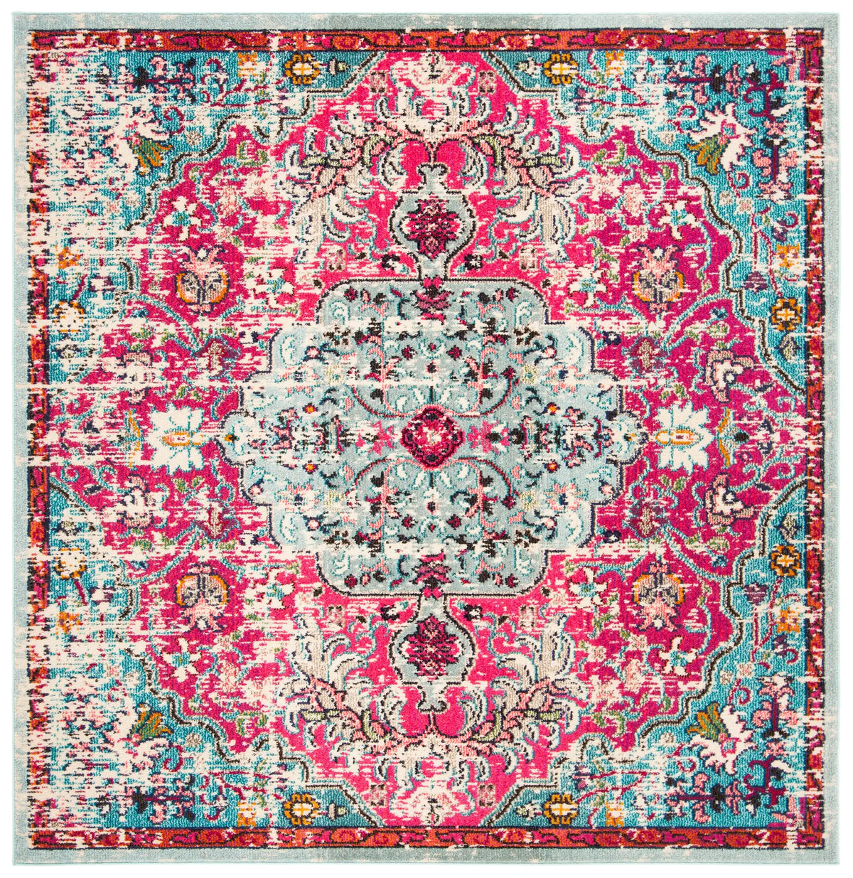 Safavieh Madison 6'-7" x 6'-7" Rug in Fuchsia / Teal