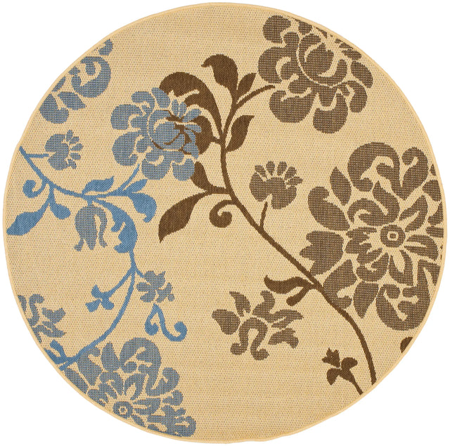 Safavieh Courtyard 5'-3" x 5'-3" Rug in Natural Brown / Blue