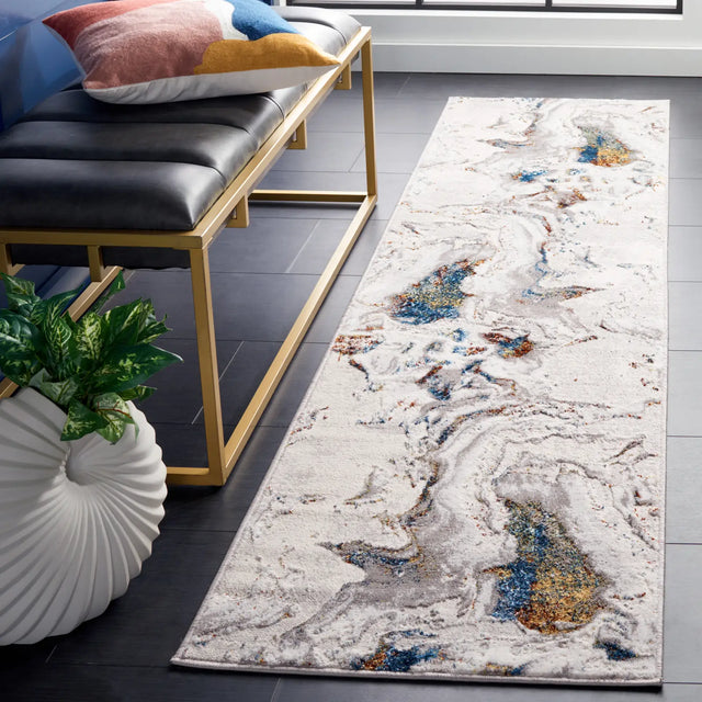 Safavieh Amelia 2'-0" x 8'-0" Rug in Grey / Blue Gold
