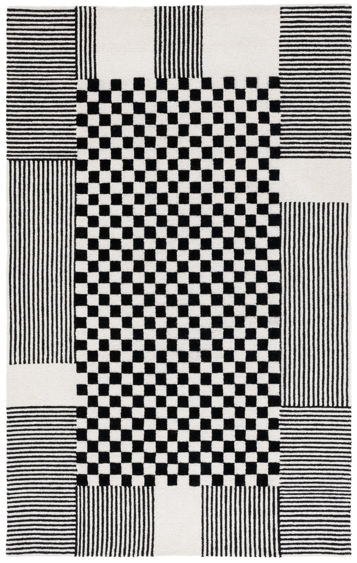 Safavieh Genre 4'-0" x 6'-0" Rug in Black / Ivory