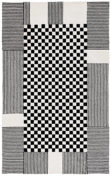 Safavieh Genre 4'-0" x 6'-0" Rug in Black / Ivory