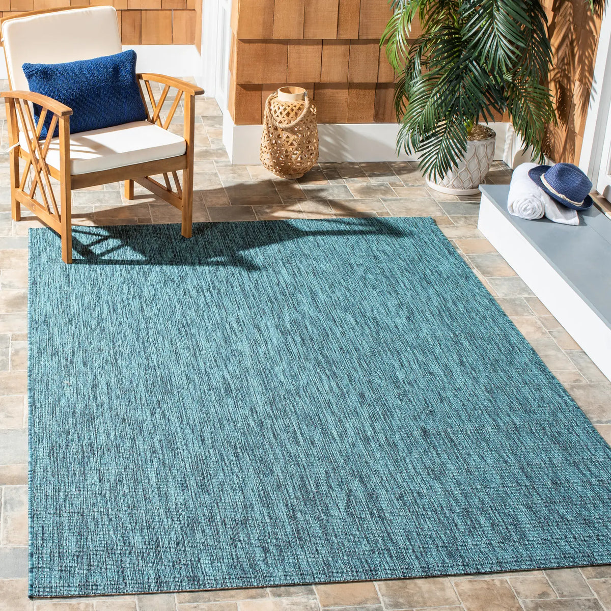 Safavieh Courtyard 4'-0" x 5'-7" Rug in Grey / Aqua