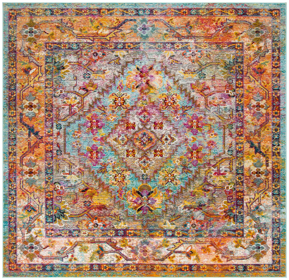 Safavieh Crystal 7'-0" x 7'-0" Rug in Light Blue / Orange