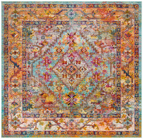 Safavieh Crystal 7'-0" x 7'-0" Rug in Light Blue / Orange
