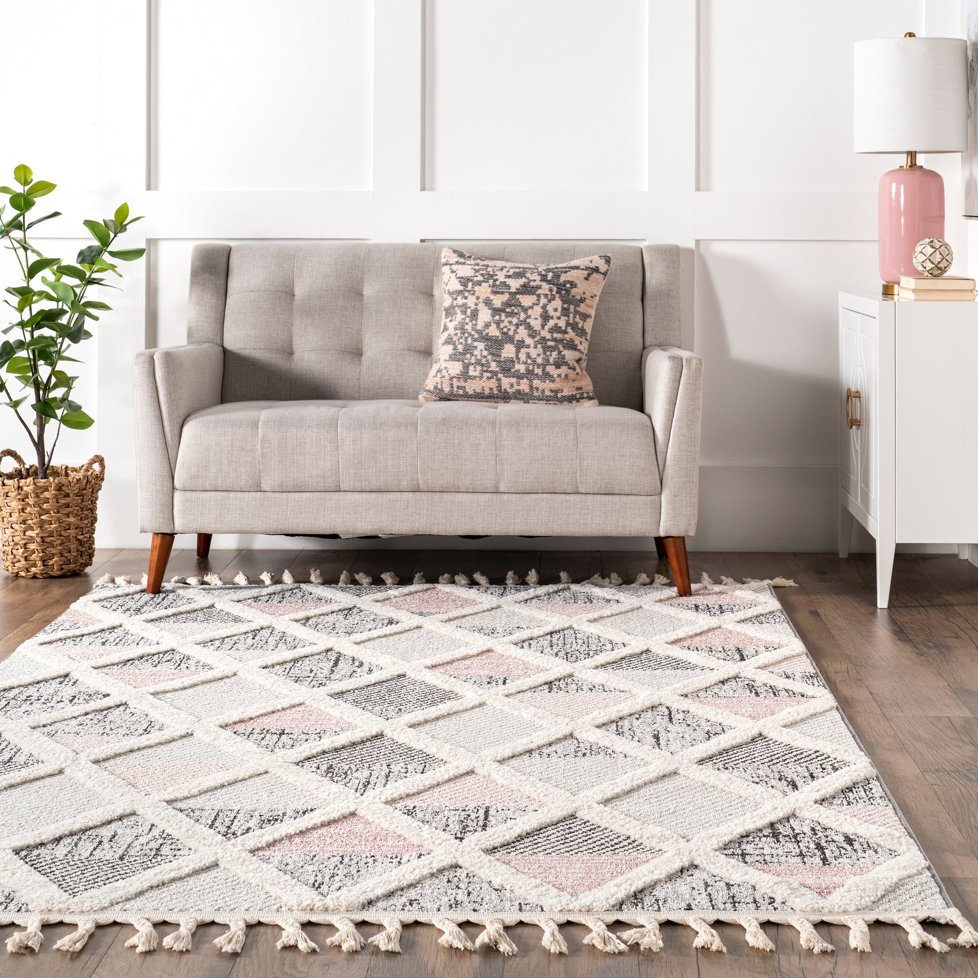 Nuloom Emlyn Diamond Lattice Oznn07A Gray Area Rug