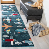Safavieh Carousel Kids 100 2'-3" x 10'-0" Rug in Navy / Ivory