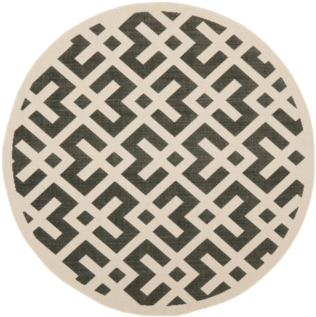 Safavieh Courtyard 5'-3" x 5'-3" Rug in Black / Beige