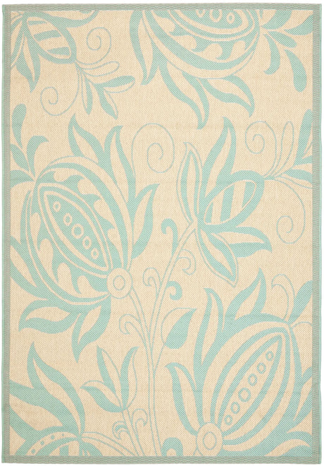 Safavieh Courtyard 4'-0" x 5'-7" Rug in Cream / Aqua