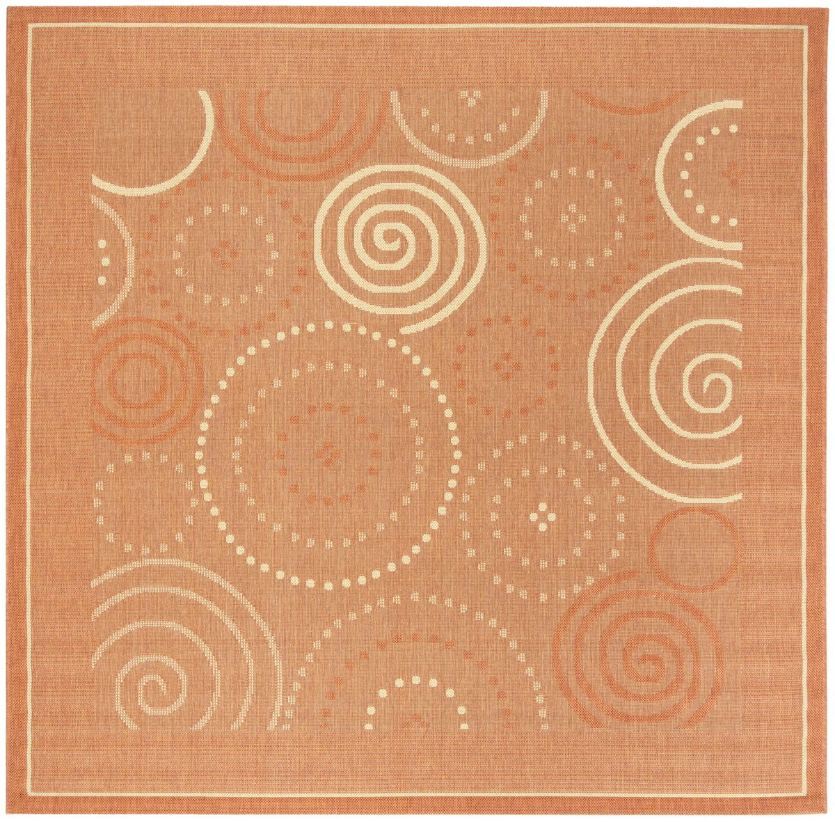 Safavieh Courtyard 6'-7" x 6'-7" Rug in Terracotta / Natural